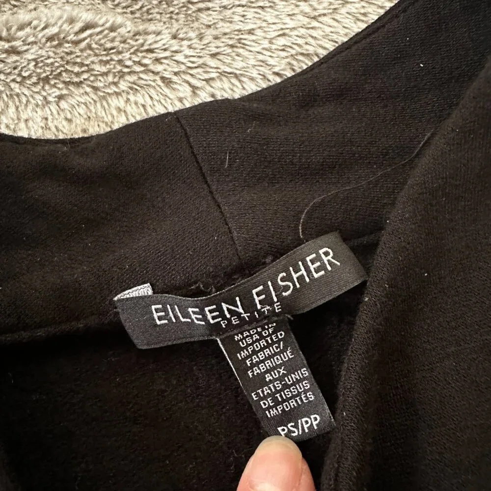 Eileen Fisher Petite Small Black Tencel Moto Jacket PS *Flaw Stretch - Picture 7 of 7